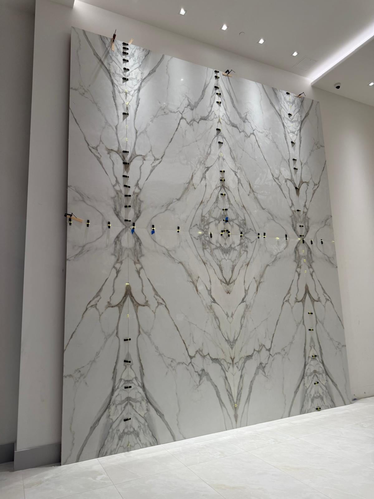 Book-matched slabs on display