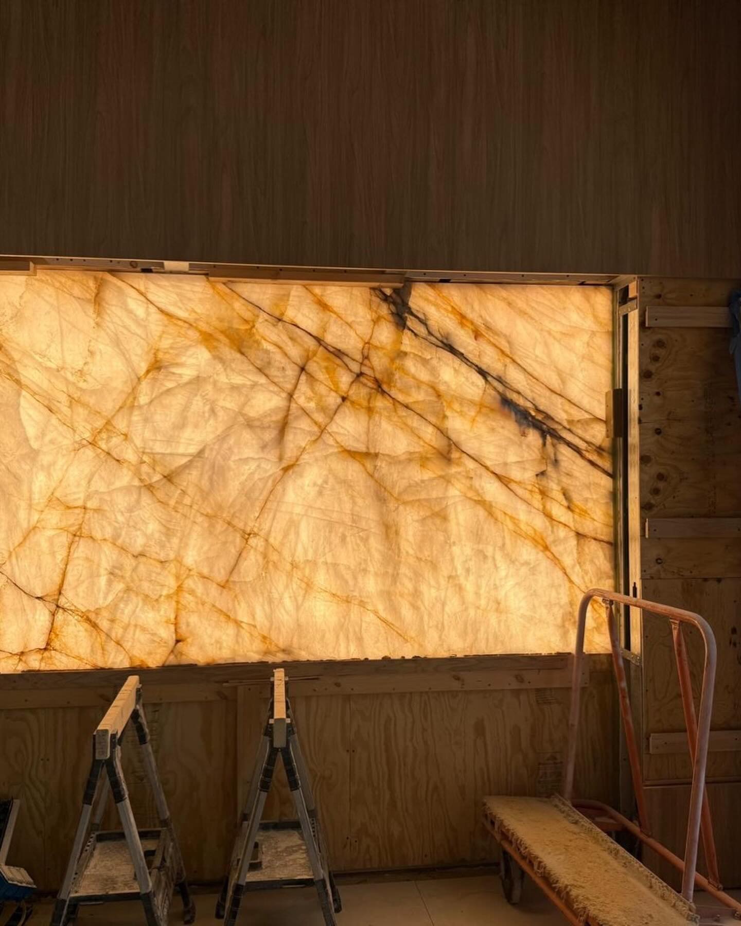 Backlit onyx wall
