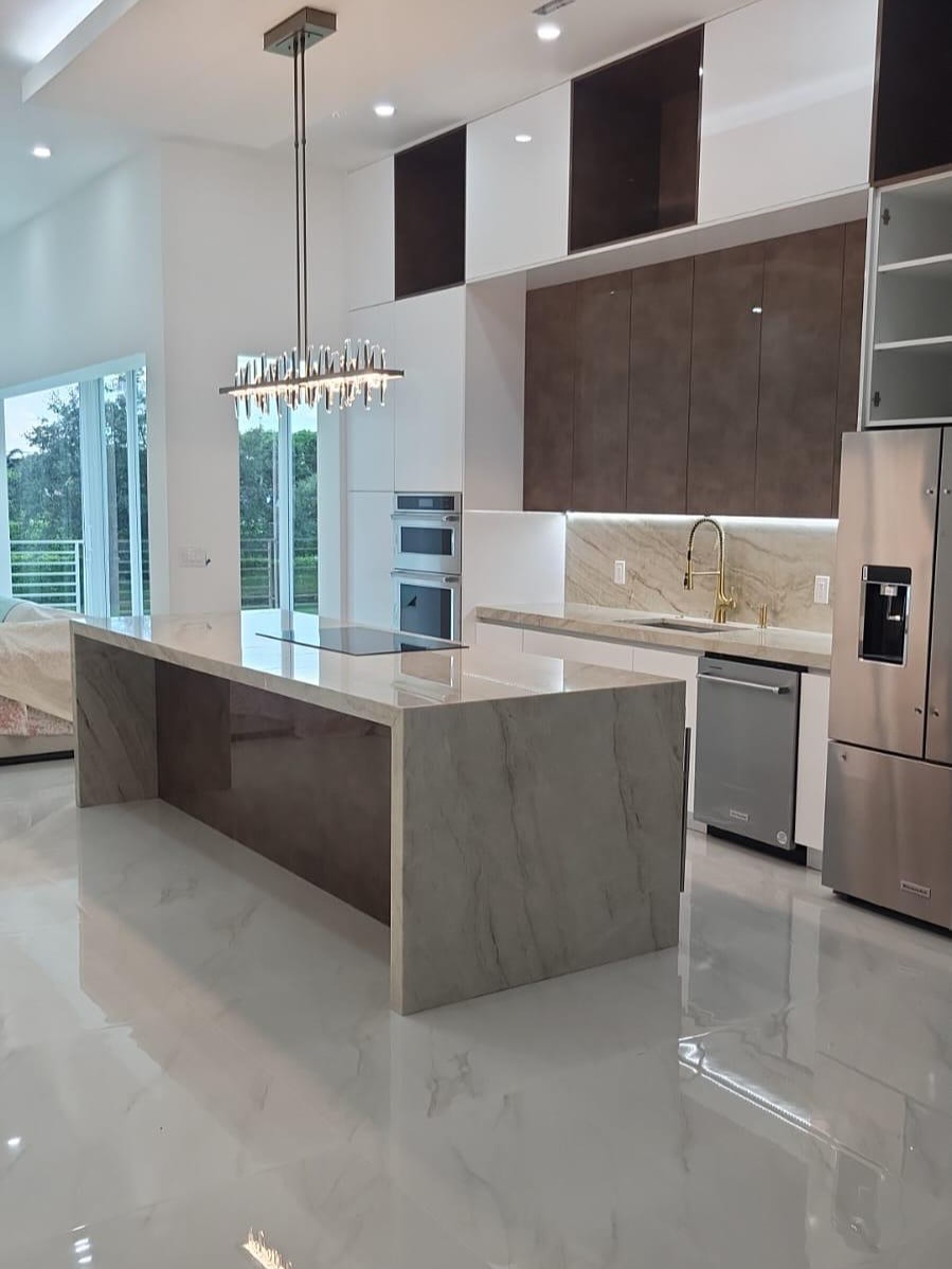 Quartzite kitchen island